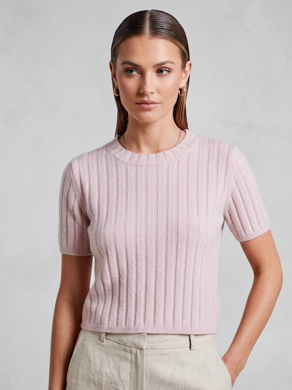 Sablyn Ethan Cashmere Short Sleeve Sweater Top Lavender Small EUC
